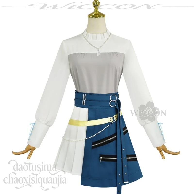 

Chic Y2K Jirai Kei Blue Vest Uniform Full Set Coswear For Anime Convention Gathering