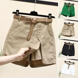 Women High Waist Shorts Summer Skirt Shorts High Waist Skirt Shorts with Side Split Pockets Above Knee Length for Female
