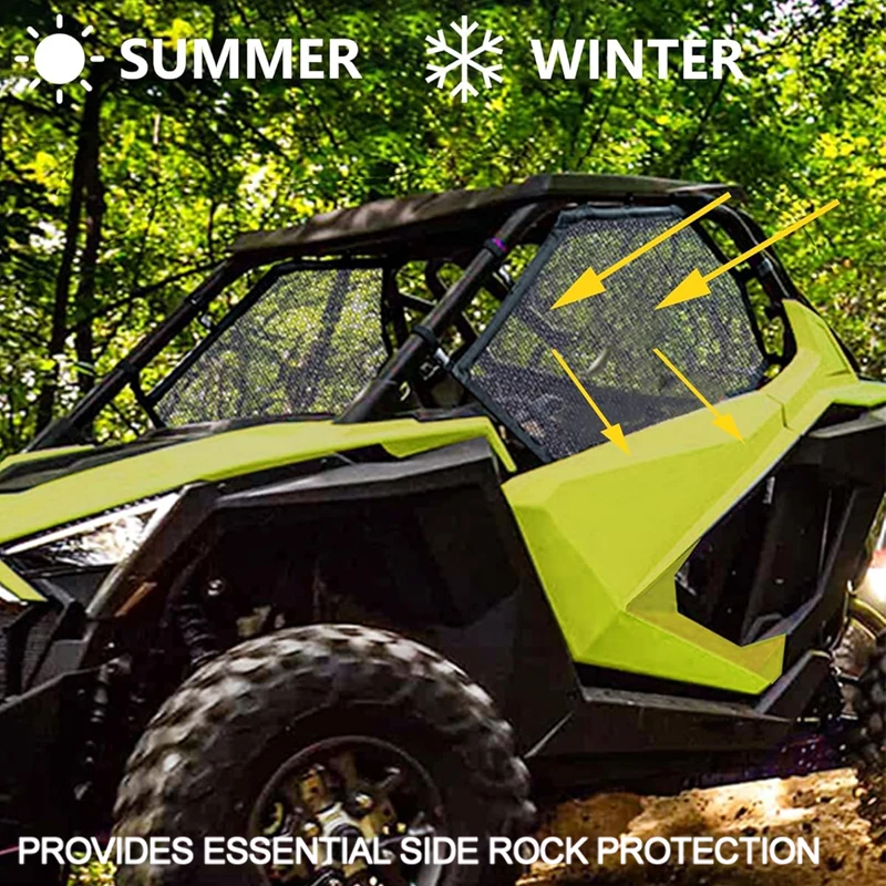 UTV Window Net Mesh Rear & Side Window Shade Net Vehicle Protective Net For Polaris RZR 570 800 800s 900 Turbo S1000