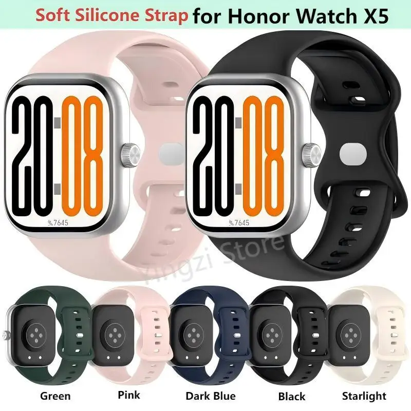 

Силиконовый ремешок для Honor Watch X5, браслет, официальный ремешок для часов с петлей для Honor WatchX5, сменные аксессуары для спортивного браслета
