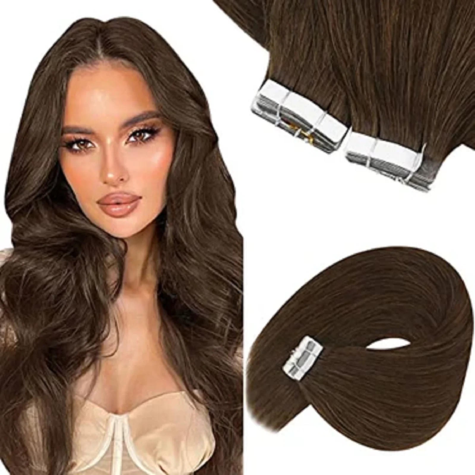 Youngsee fita de cabelo virgem em extensões de cabelo salão de beleza qualidade cabelo segredo e brilhante cor da moda 10 pçs 14-24 polegada 100% cabelo humano