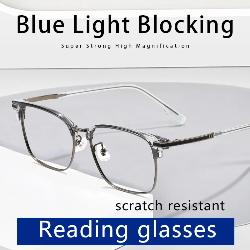 

Blue Light Blocking Reading Glasses for Men, Square Frame,Presbyopia Eyeglasses, Computer Readers Anti UV/Eyestrain/Glare