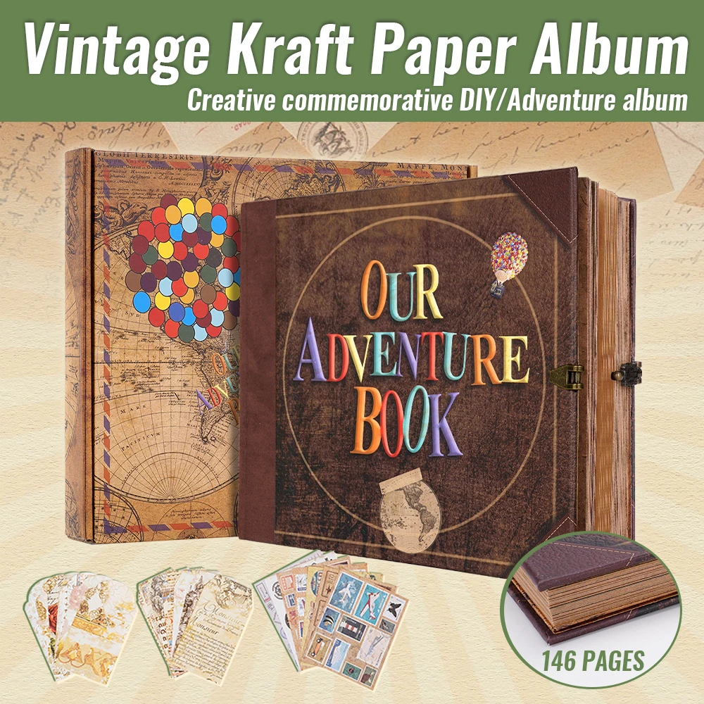 

Our Adventure Book 146 Page Diy Handmade Vintage Kraft Paper Adventure Album Creative Scrapbook Wedding Valentine Day Gifts