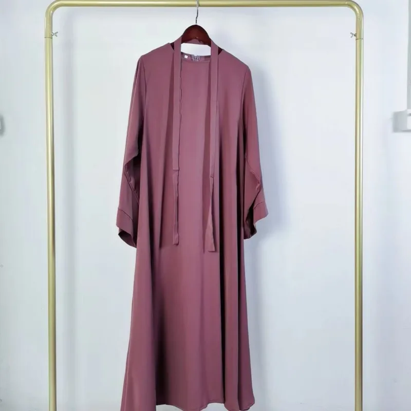 Muslim Abaya Dress for Women, Round Neck Abayas, Loose, Solid Color, Dubai, Saudi, Robe, Turkish, Modesty, New Fashion, 2023