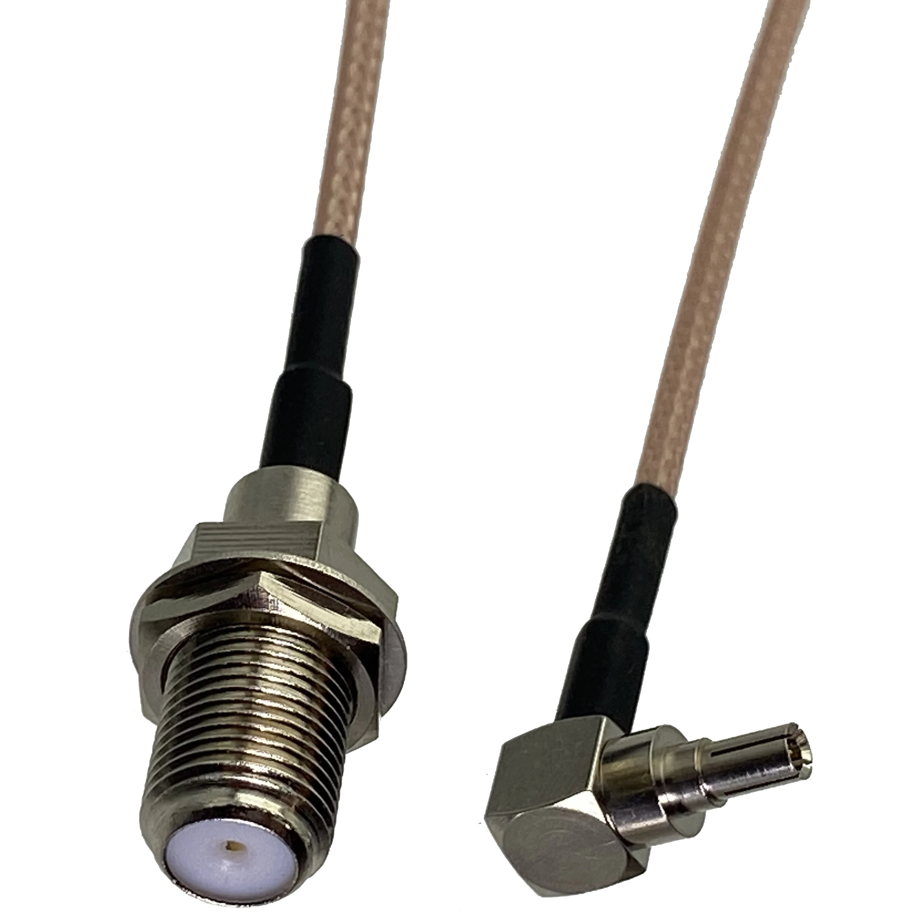 RG316 Cable F TV Female Jack Nut Bulkhead to CRC9 Male Plug Right Angle Crimp Connector RF Coaxial Pigtail Jumper 4inch~10FT