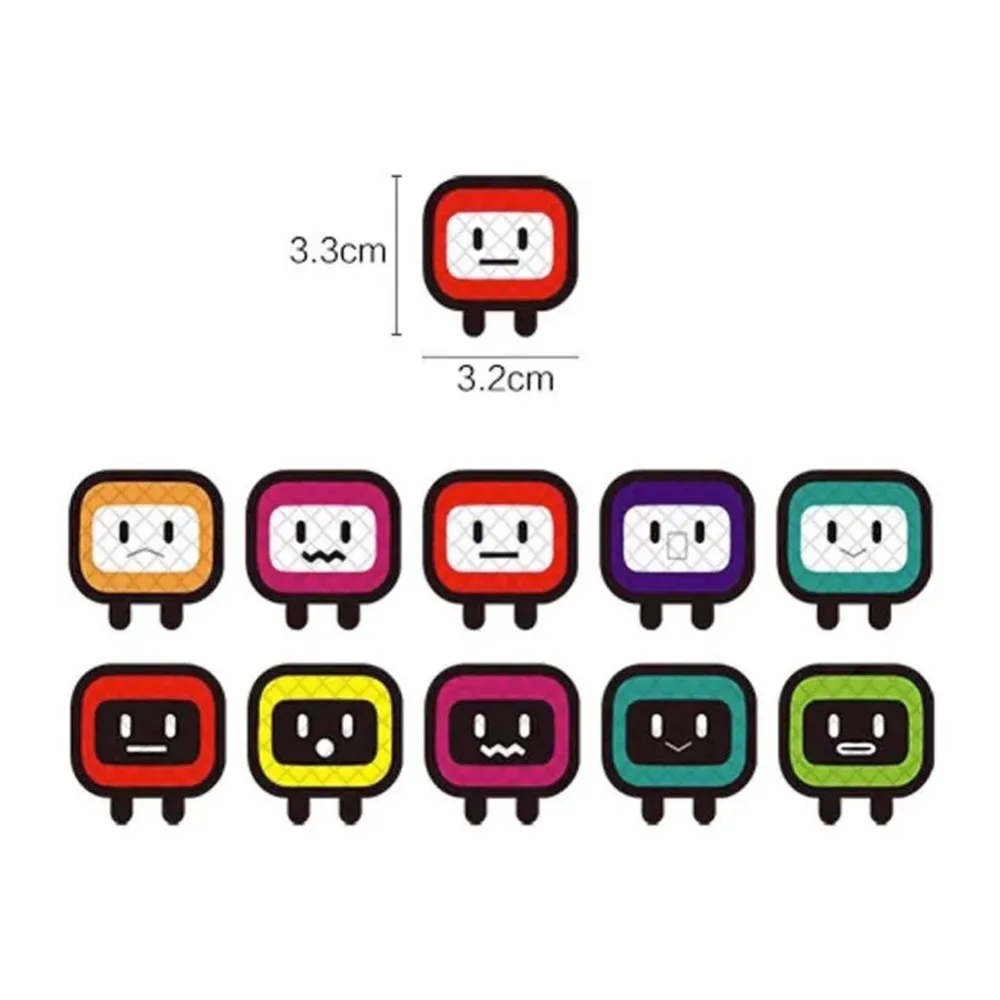 1set Cartoon Square Face High Vis Reflective Warning Stickers Waterproof Decor for Car Motorcycle Bike Helmet Safety Accessory