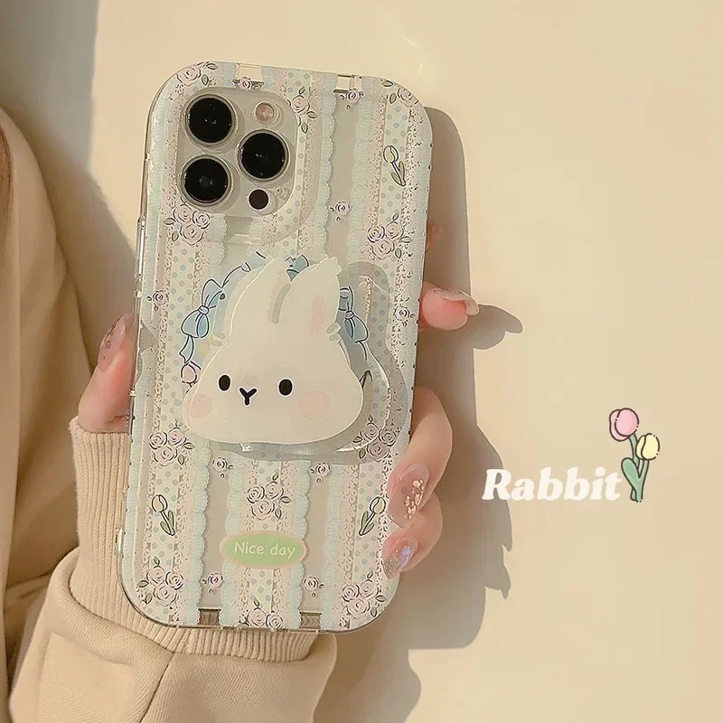 

For Warm Lace Bunny Head Grip Tok Holder Soft Phone Case for Motorola Moto G73 G72 G13 G23 G20 G30 G22 E13 E22i E22 G9 Play G9