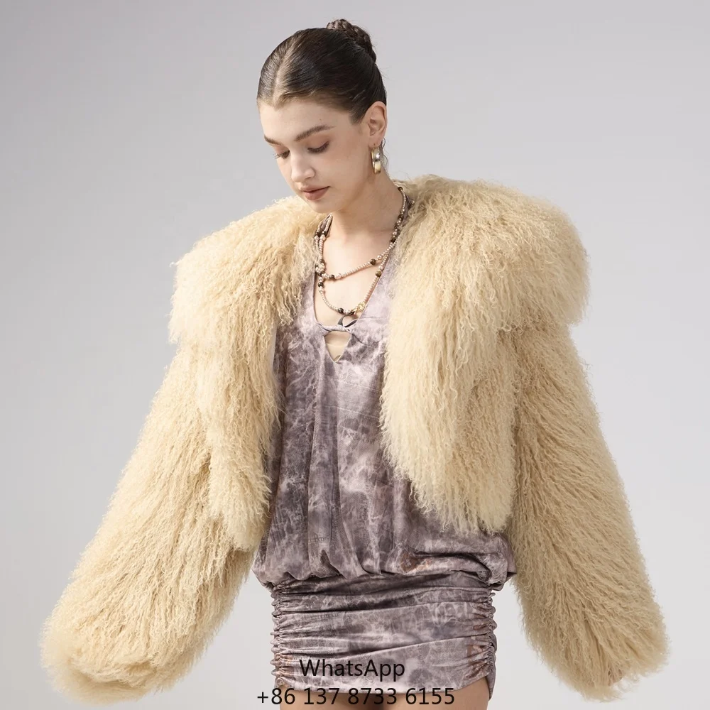 

Custom Fluffy Jacket Thick Warm Luxury Full Length Natural Real Mongolian Fur Coat For Women