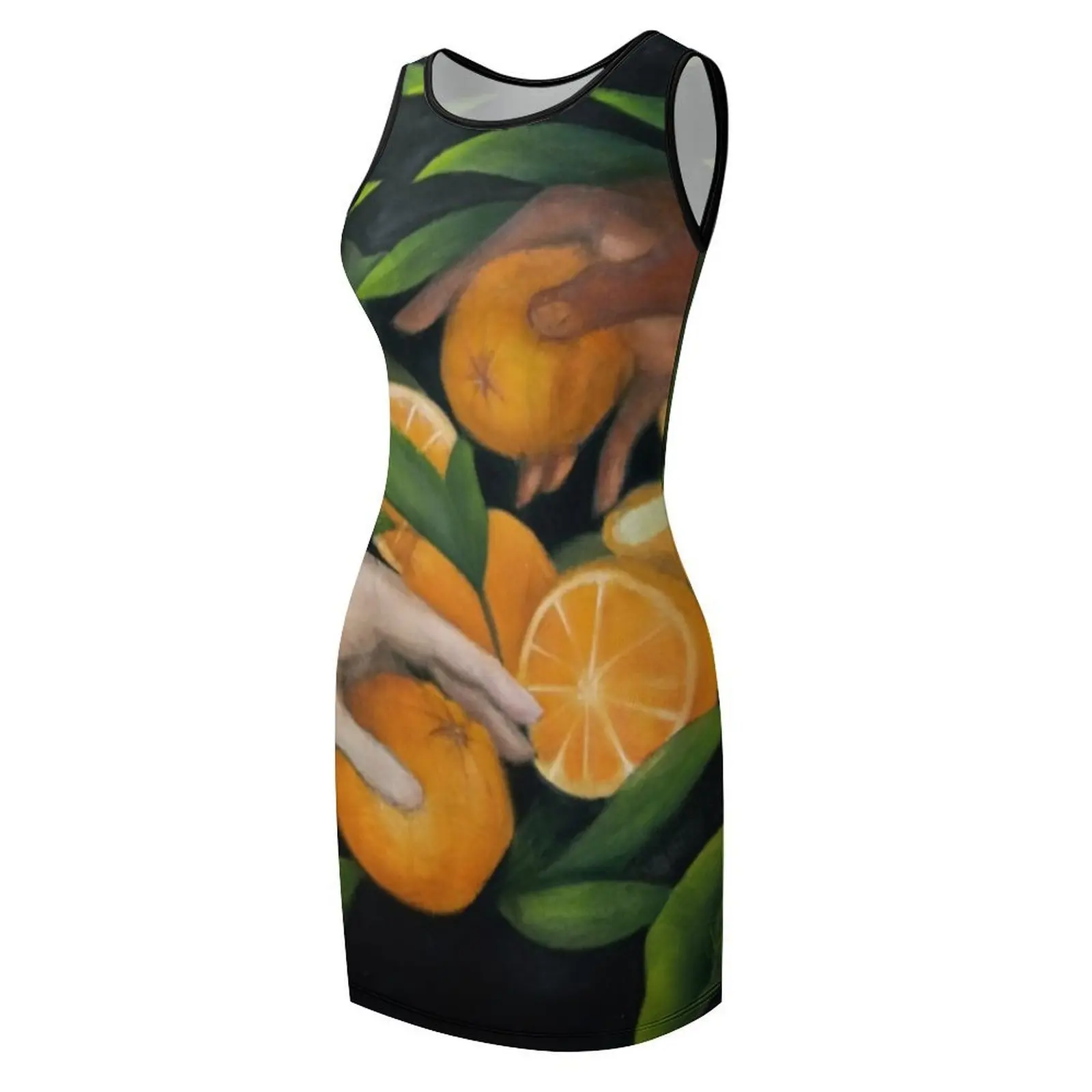 Fruity Oil Painting Shirt (Oranges and Orchids) Sleeveless Sundress dress for woman Casual dresses women formal occasion dresses