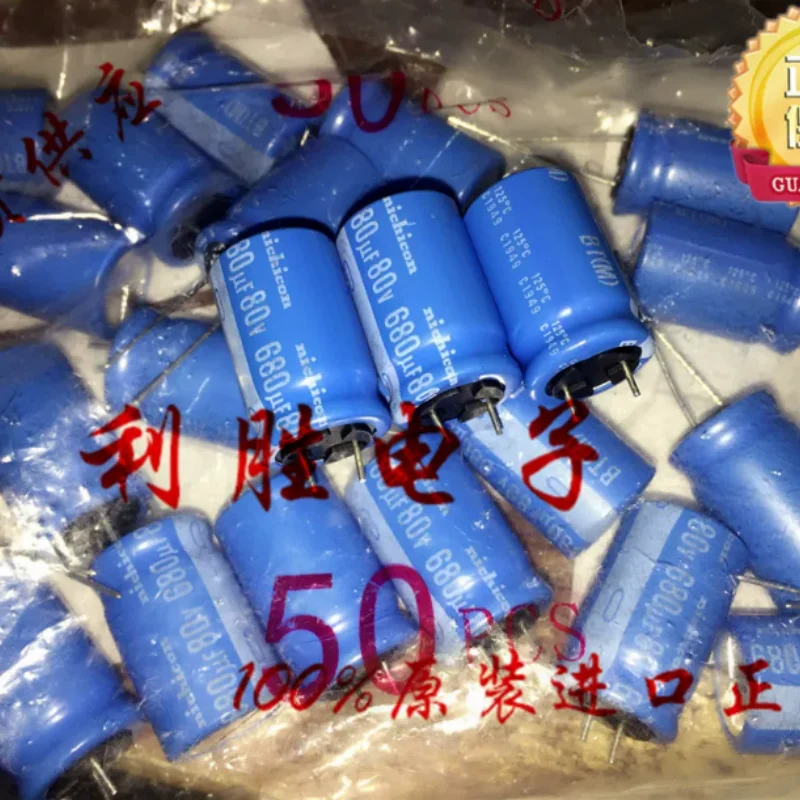 10PCS-100PCS  680UF 80V Japanese Nichicon capacitor 80V680UF 16 * 25 BT high temperature resistant short pin