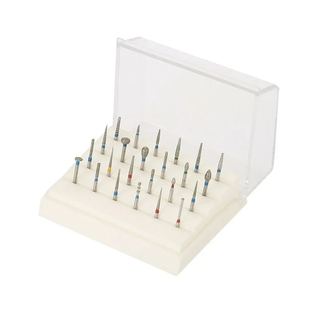 

24Pcs Dental Diamond Burs Set Fg 1.6Mm Teeth Polishing Drills Bits Grinder with Storage Box for High Speed Handpiece