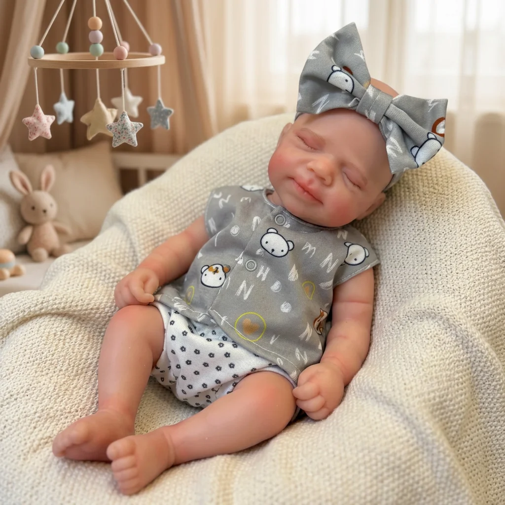 13 Inch Pascale Full Body Silicone Reborn Doll Lifelike Newborn Hand Painted Waterproof Collectible Art Ornament for Holiday and Birthday Gifts