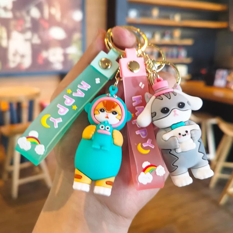 Mofusand X Sanrio Shark Cat Cos Sanrio พวงกุญแจ Kuromi Cinnamoroll ตัวเลขตัวละครของเล่นเครื่องประดับตุ๊กตาแฟนเด็กของขวัญ Key Ring