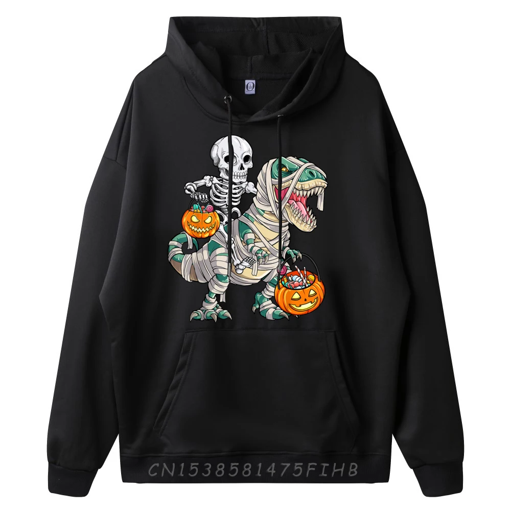 Skeleton On Mummy Dinosaur Halloween Candy Grab Grahpic Tee Hoodie Hoodie Graphic Christmas Sweater