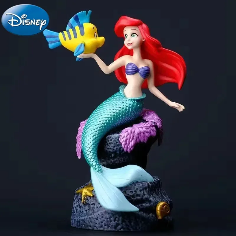 Disney-Brinquedos Animados, Pequena Sereia Ariel, Modelo romance, Coleção de Princesas, Sala, Carro, Escultura, Presente para Crianças