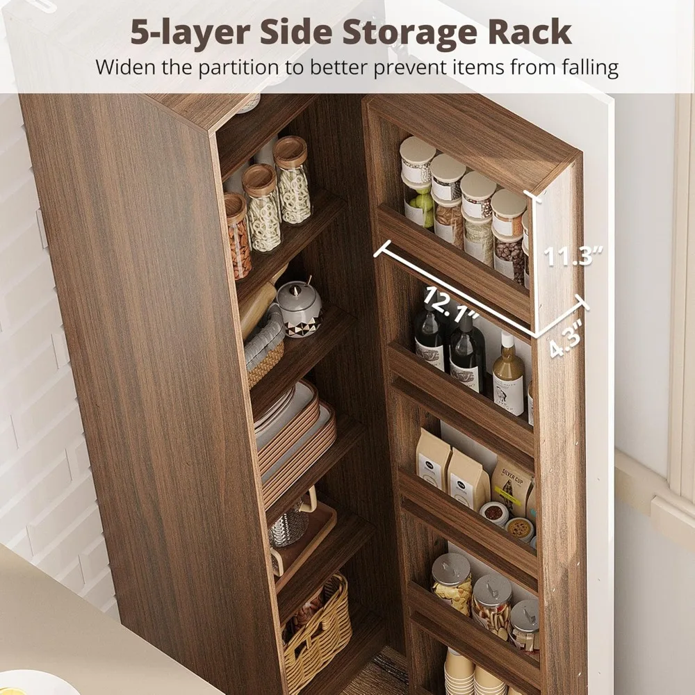 Armoire de rangement pour garde-manger de 70 pouces, garde-manger simple, armoire haute et étroite autoportante avec 11 étagères réglables pour salle à manger