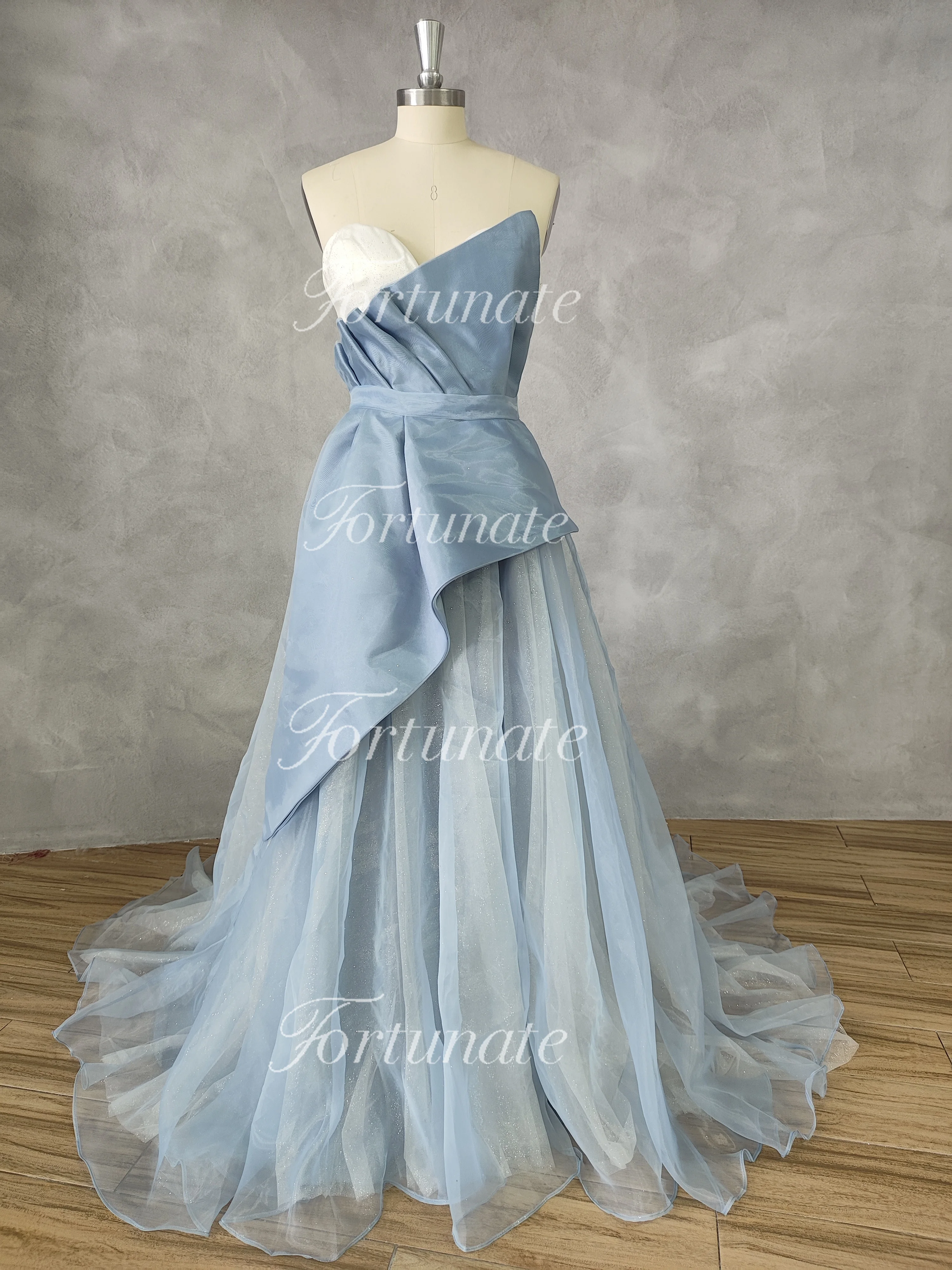 New Water Blue Strapless Sweetheart Evening Dresses For Party Elegant High Split Tulle Cocktail Dress 2024 Beach Gowns For Women