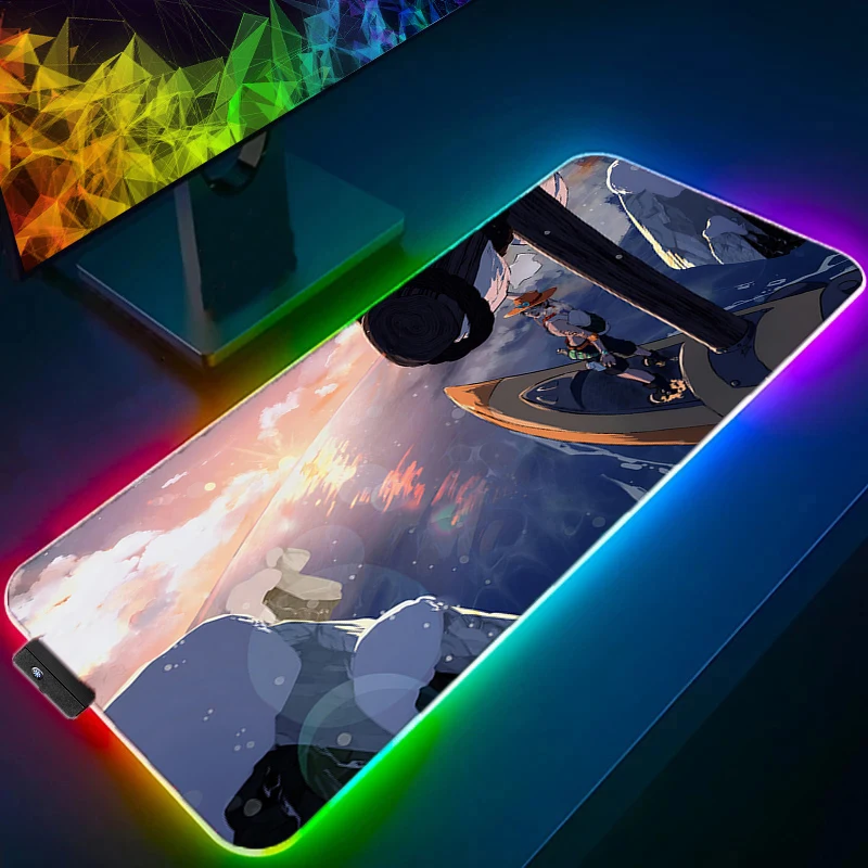 

RGB LED Mouse Pad Laptop Anime Keyboard Pad Non-Slip One Piece Portgas D Ace Tablet Pad PC Accessories Mousepad Gaming Desk Mat