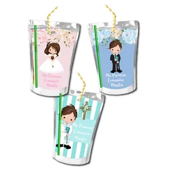 Personalised First Holy Communion Juice Pouch Labels Custom Chip Bag Candy Box Bottle Stickers Baptism Christening Party Decor