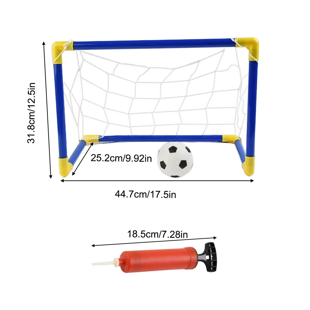 1 Set Football Goal Post Frame Sets Indoor Mini Inflatable Folding Soccer Goal Post Net Set Pump Home Game Birthday Gifts