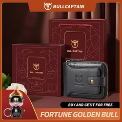 BULLCAPTAIN Thương Hiệu Ví Nam Da Thật Chính Hãng Da Ví Nam Rfid Ví Đa Năng Bảo Quản Túi Tiền, Ví Thẻ Túi