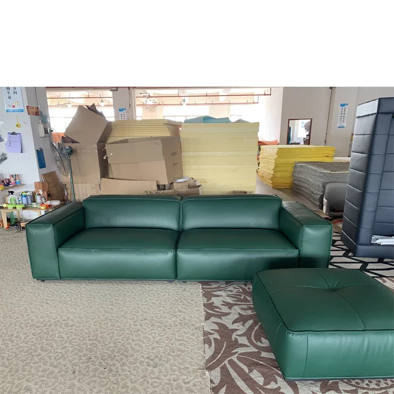 A A New Italian Style Luxury Genuine Leather Sofa Apartment Hotel Furniture Living Room Sofa Sets
