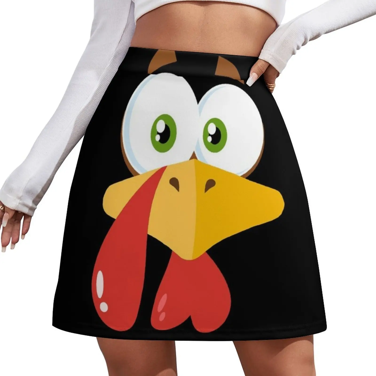 

Turkey Face Green Eyes Funny Thanksgiving Day Gift Mini Skirt korean women's clothes skirt for woman Skort for women
