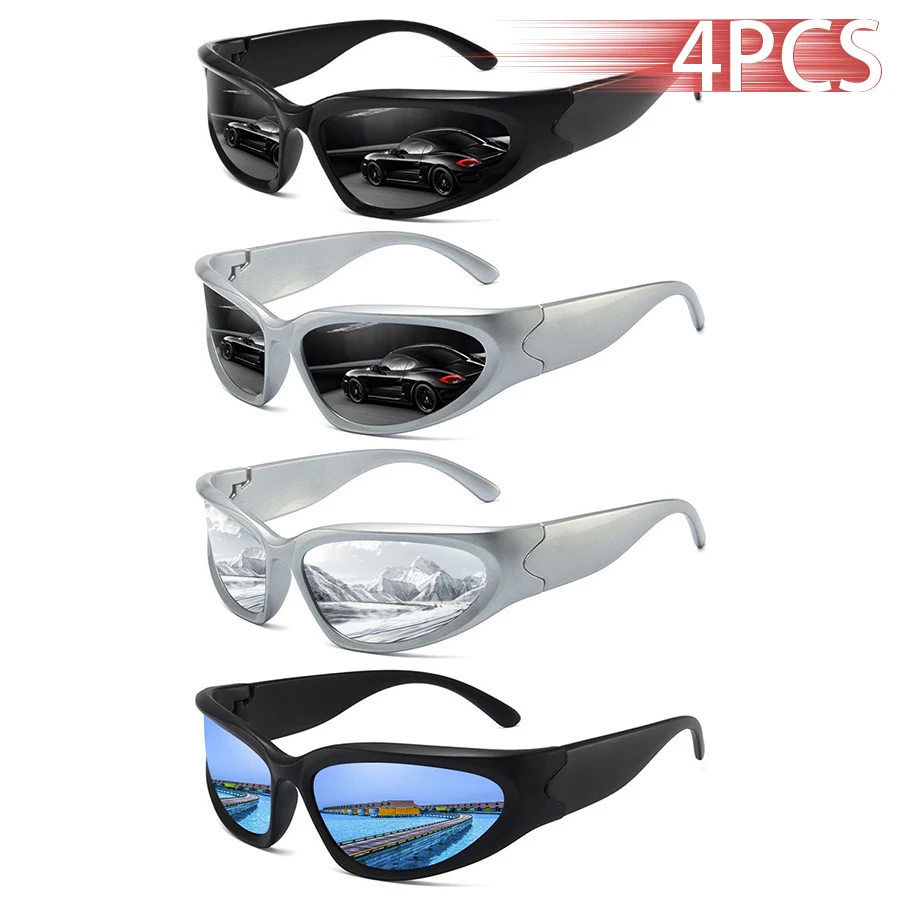

4PCS Fashion UV400 Men Women Running Mountaineering Fishing Sunglasses Bicycle MTB Eyewear Outdoor Sport protective glasses