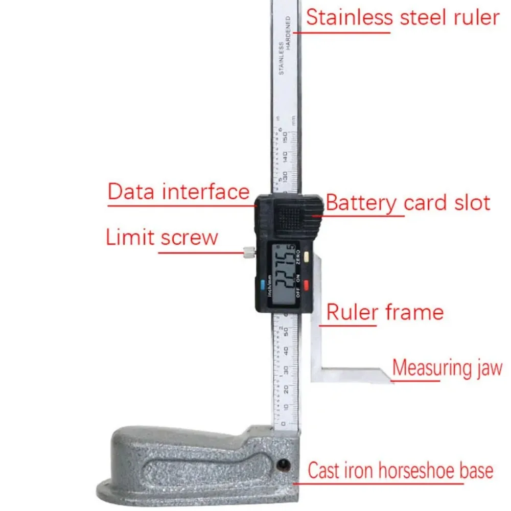 0-150mm Digital Height Gauge Electronic Digital Height Gauge Vernier Caliper Ruler  Wood Table Marking Ruler