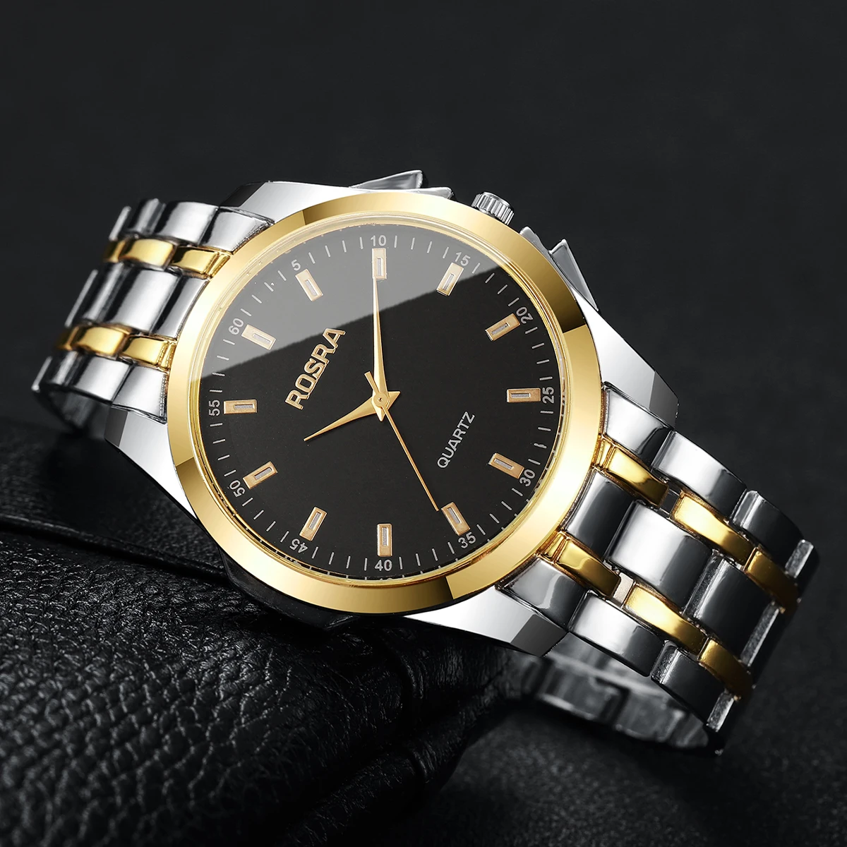 Men's Gold Stainless Steel Quartz Business Watch - usage example