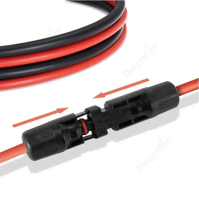 Solar-Verlängerung kabel 1-10 Meter schwarz/rot 2.5/4/6 mm2 14 12 10awg mit weiblichem Gleichstromst ecker für Solarpanels ysteme