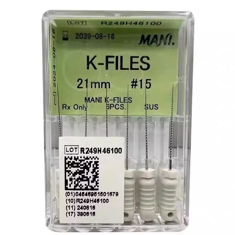 

5Boxes Dental MANI Root Canal Files Stainless Steel Endodontic Manual Root Canal Files 6pcs/Box H File K File 21/25mm