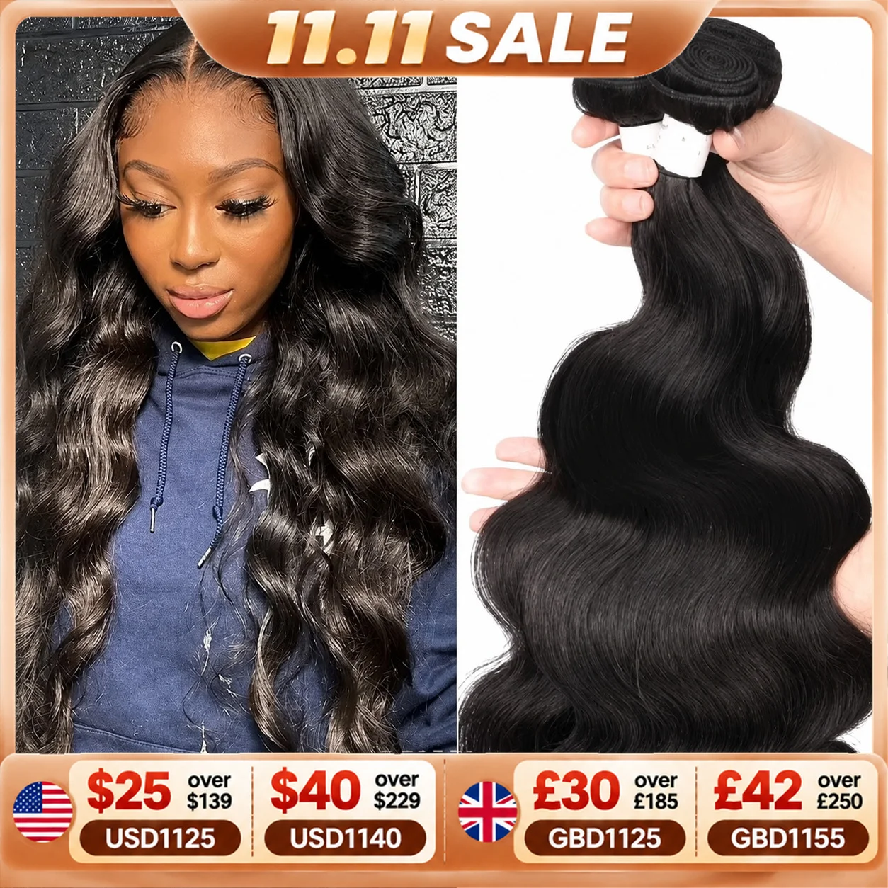 BEEOS Natural Body Wave Bundles Human Hair 1/3 Pieces Weave Bundles Brazilian Weave Extensions Remy Hair Weft For Women 10-40in
