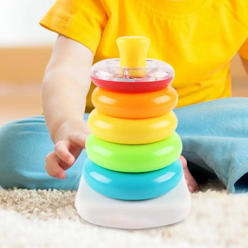 Baby Stacking Toy Colorful Baby Stacking Blocks Building Game Educational Learning Play For Ages 6 Months Boys Girls Family