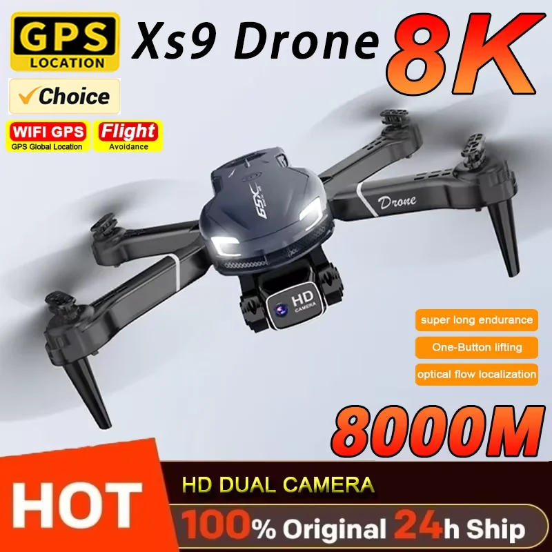 New Xs9 RC Obstacle Avoidance Drone 8K Professional Wide Angle Triple HD Camera Foldable RC Helicopter WIFI FPV Drone Toys Gifts