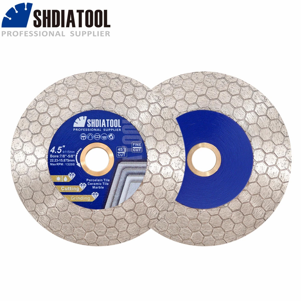 

SHDIATOOL 2pcs Hexgonal Double Sided Diamond Cutting Disc 115mm Grinding Wheel Porcelain Ceramic Tile Granite Stone Saw Disc