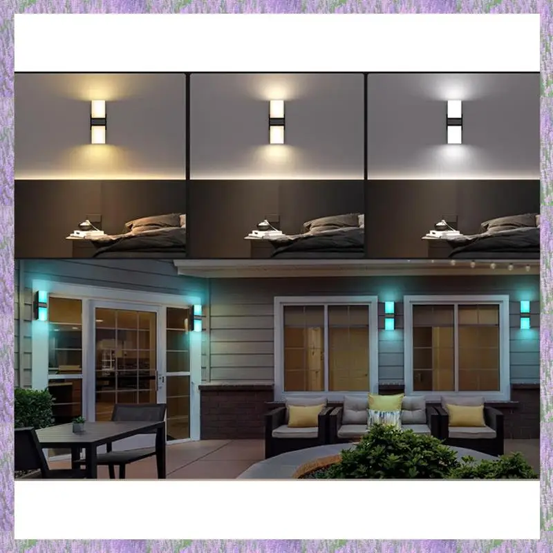 

A63K-наружный светодиодный настенный светильник с двойной головкой, балконная лампа IP65, водонепроницаемые настенные бра, Wi-Fi, управление через приложение, умные фонари для садового забора 1