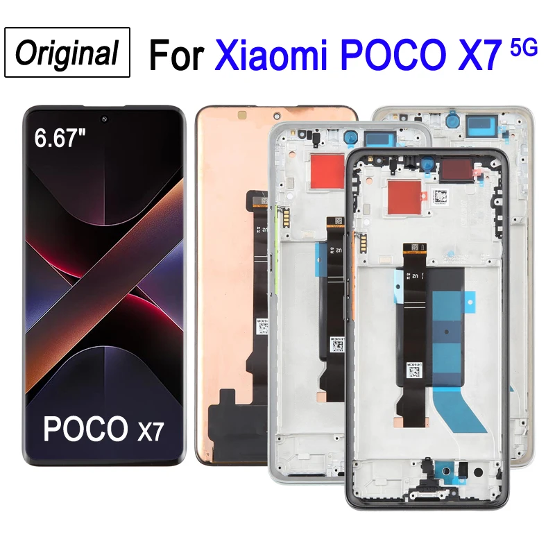 6,67-дюймовый AMOLED-экран для Xiaomi Poco X7 5G, ЖК-дисплей 120 Гц, запасная часть дигитайзера сенсорного экрана, без/с рамкой