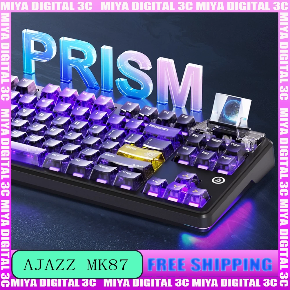

AJAZZ MK87 Prism Keyboard RGB Three Mode Wireless Mechanical Gaming Keyboard Hot Swap Gasket 10000mAh PC Gamer Accessories
