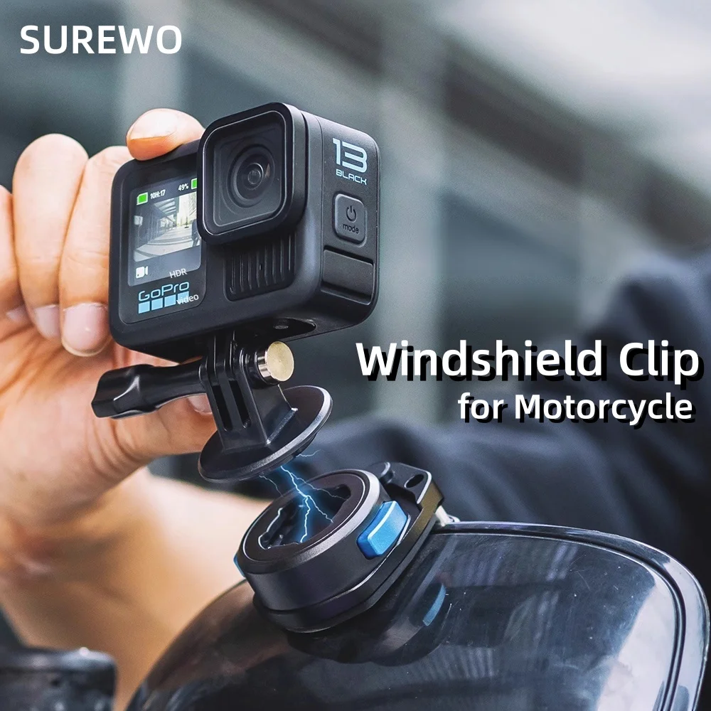 

Зажим для крепления на лобовое стекло мотоцикла для GoPro Hero 13 12 Insta360 X5 Ace Pro 2 DJI Action 5 Pocket 3, аксессуары для спортивной камеры