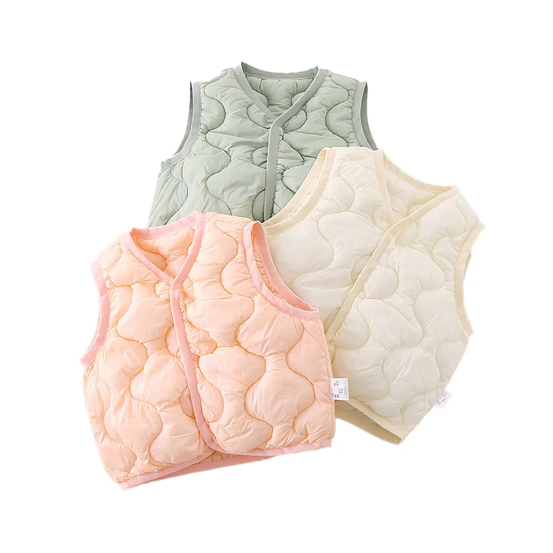 AYNIGIELL 1-3 Year Old Children's Sleeveless Cotton Jacket With Plush Warm Vest, Winter Girls' Outdoor Cotton Jacket