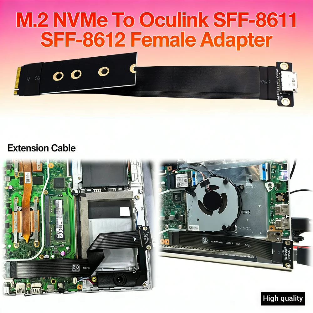 

M.2 To Oculink Female Adapter Cable Laptop External Graphics Card Extension Cable for Stable Transmission in Gaming PC