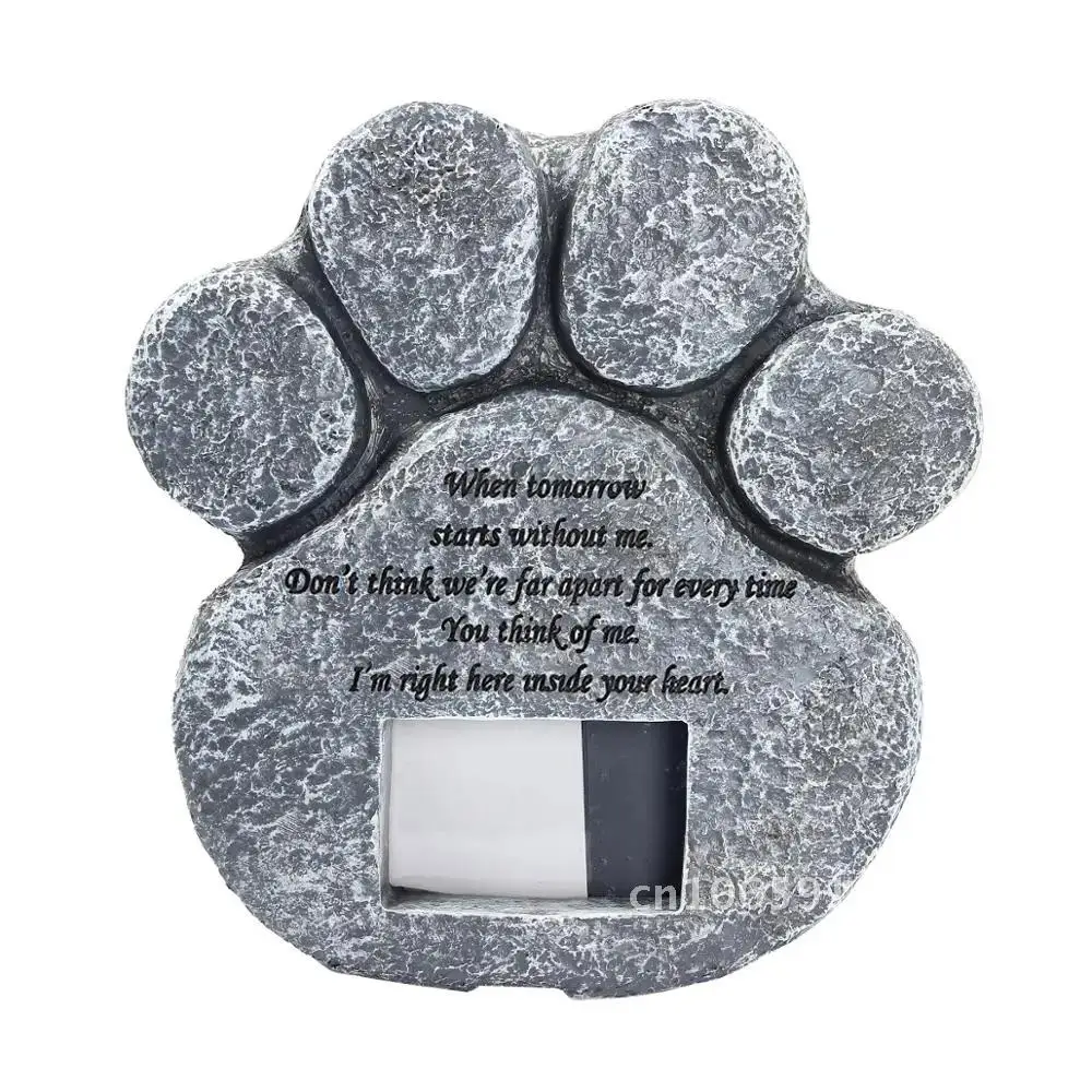 Pet Memorial Stones for Loss of Pet Gifts Paw Print Memorial Shaped Cat Dog Photo Grave Pet Gifts Frame Tombstone