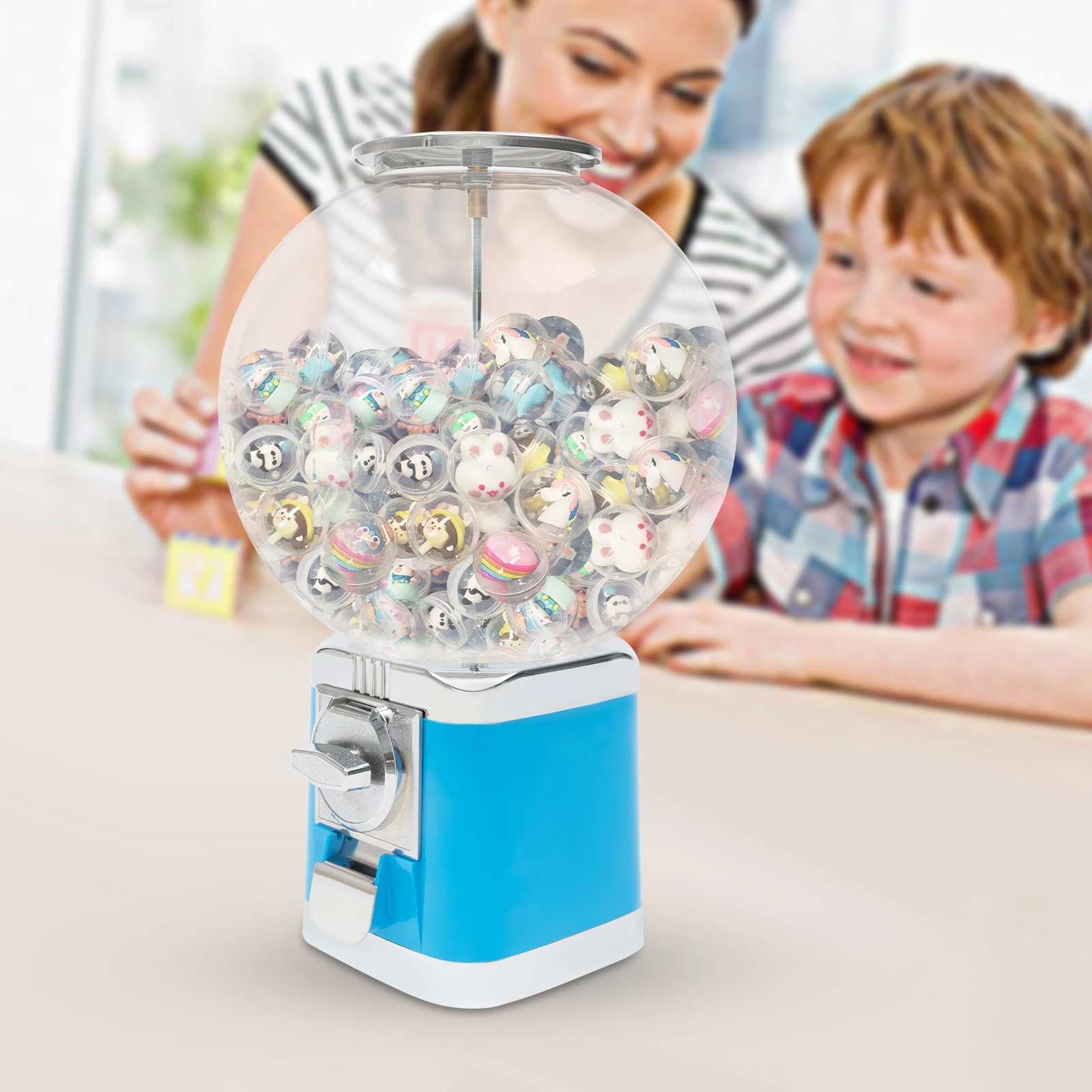 Gumball Machine Big Bubble Gumball Dispenser Machine 1.26in Ball Bulk Vending Machine w/key Classic Bubble Capsule Toys