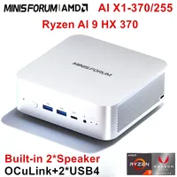 MINISFORUM AI X1 370 255 Mini PC AMD Ryzen AI 9 HX 370 R7 255 OCuLink 2*USB4 Built-in Dual Speaker Gaming Desktop Computer WiFi7