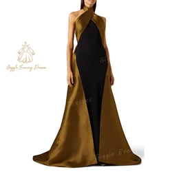 Giggle-Women's Halter A-line Party Gowns, Satin, Royal, Formal occasion, Floor-Length Evening Dresses, Saudi Arab, Fashion, 2024