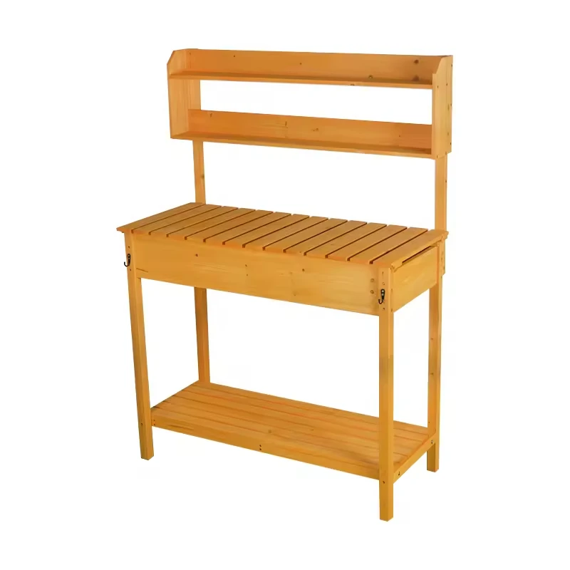 High Quality Garden Potting Table Water Based Paint Fir Wood Potting Bench Table