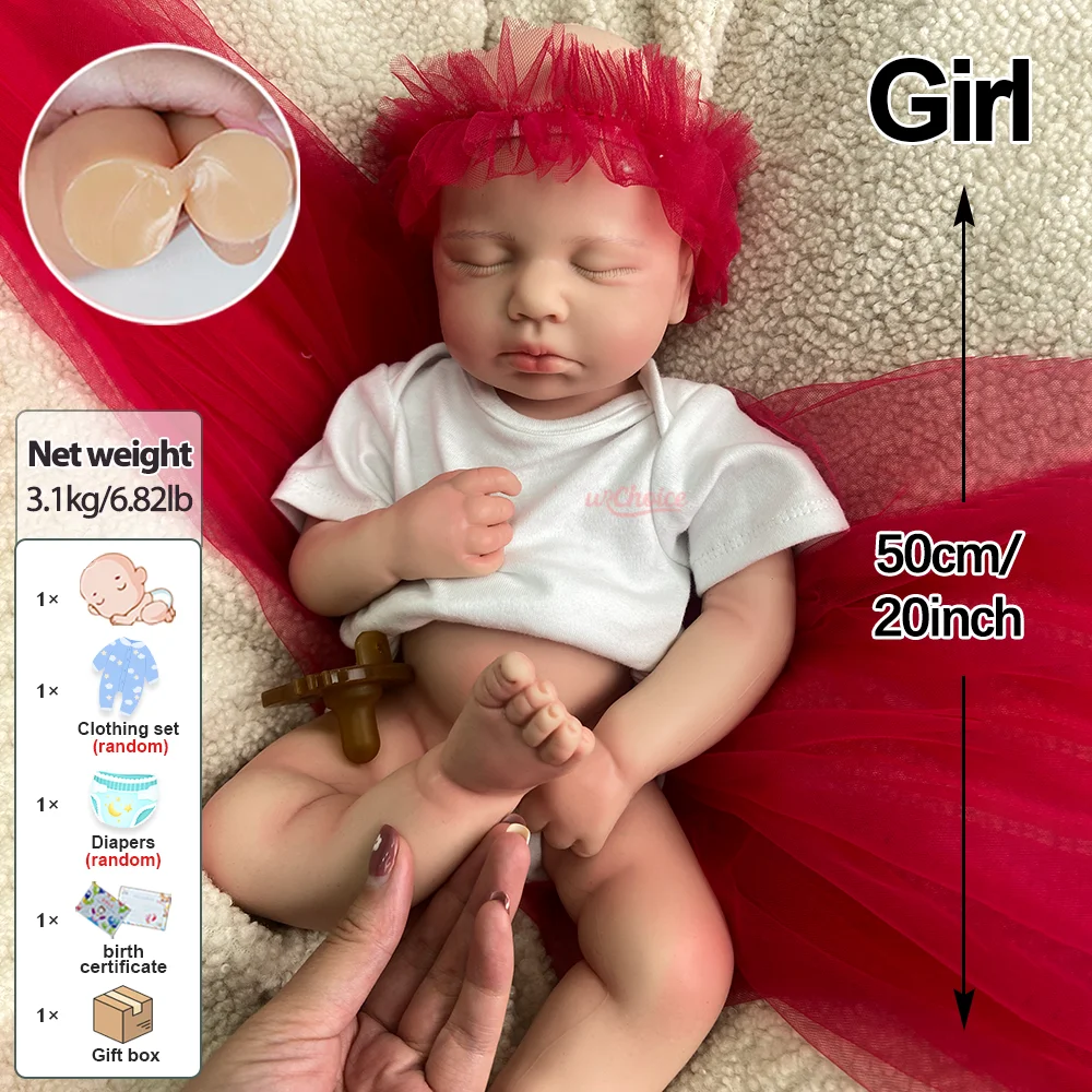 50 cm Bocca Aperta Ragazza Loulou Silicone Reborn Baby Doll Lavabile 3D Pelle Verniciata Neonato Regalo Da Collezione Per Il Ricordo Dei Bambini