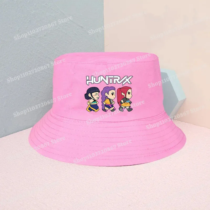 Kpop demônio caçadores criança chapéu de pescador menino menina kawaii anime padrão balde chapéu ao ar livre beira-mar turismo moda dos desenhos animados chapéu de sol