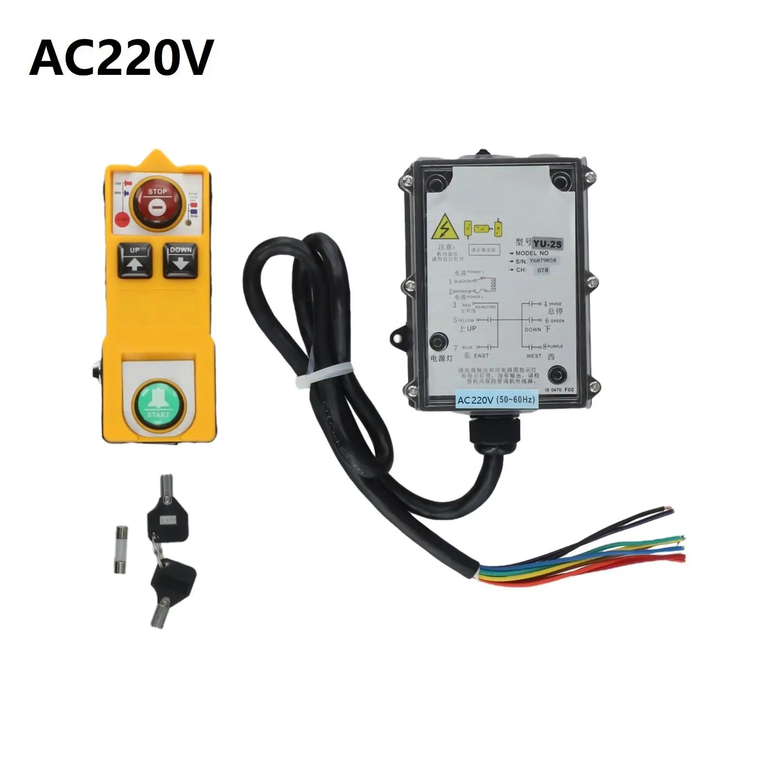 YU 2-Button Wireless Remote Control Compatible with Electric Hoist For Crane Conveyor Concrete Pump DC24V AC220V AC380V